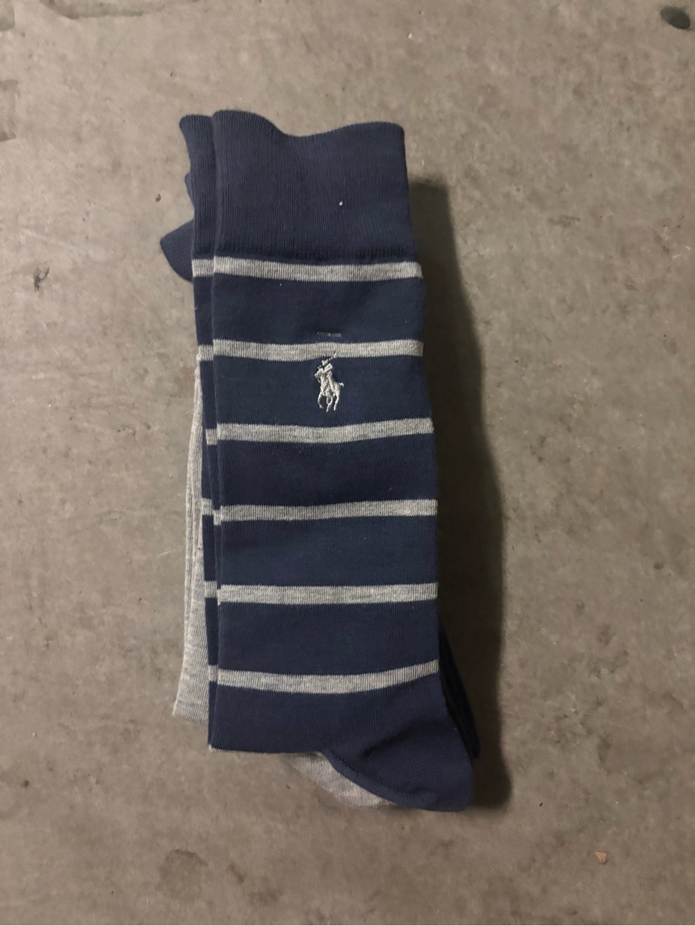 Polo by Ralph Lauren Navy & Light Gray Stripe Dress Socks